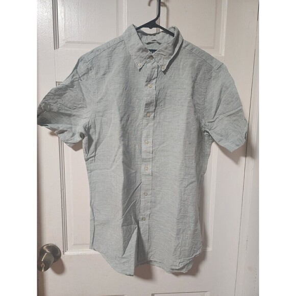 Chaps Linen Cotton Men's Medium Short Sleeve Button-Up Shirt - Picture 8 of 11